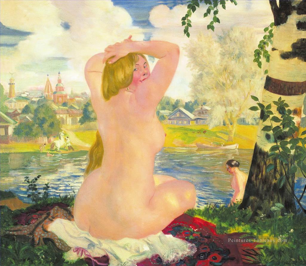 bain 1921 Boris Mikhailovich Kustodiev nue moderne Peintures à l'huile